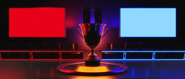 Champion Cup Award Tournament Video Game Scifi Gaming Red Blue — Stockfoto