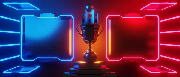 Champion Cup Award Tournament Video Game Scifi Gaming Red Blue — Stockfoto