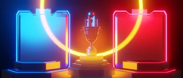 Champion Cup Award Tournament Video Game Scifi Gaming Red Blue — Zdjęcie stockowe