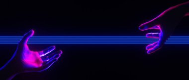 robot hand, abstract backgound video game of esports scifi gaming cyberpunk, vr virtual reality simulation and metaverse, scene stand pedestal stage, 3d illustration rendering, futuristic neon glow 