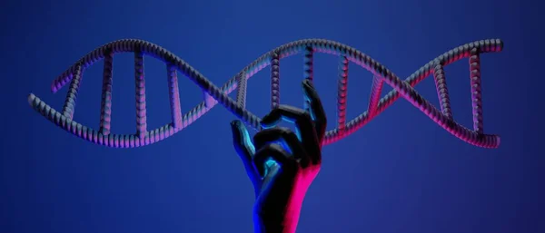 Hand Dna Human Helix Molecules Cell Research Science Biological Man — Zdjęcie stockowe