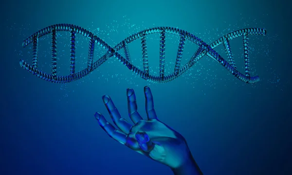 Hand Dna Human Helix Molecules Cell Research Science Biological Man — Zdjęcie stockowe