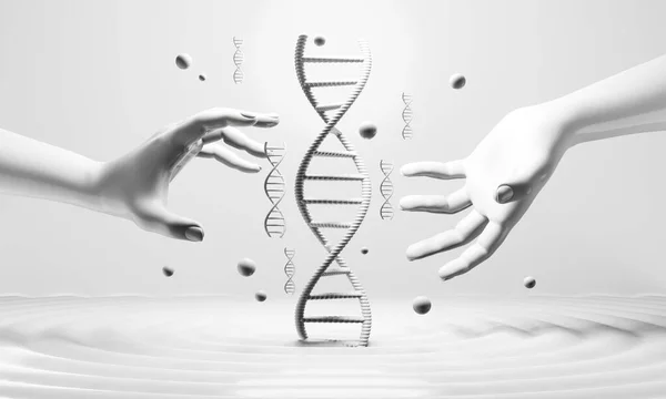 Hand Dna Human Helix Molecules Cell Research Science Biological Man — Photo