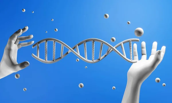 Hand Dna Human Helix Molecules Cell Research Science Biological Man — 스톡 사진