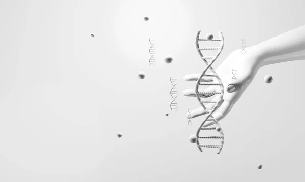 Рука Днк Клетки Молекул Спирали Человека Исследование Биологии Науки Человек — стоковое фото