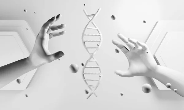 Рука Днк Спіраль Молекул Людини Дослідження Науки Біологічної Людина Геномом — стокове фото