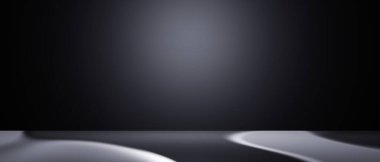 Siyah podyum sahne kaidesi kozmetik ürün sergisi sahnesi, 3D illüstrasyon