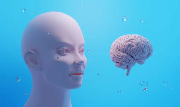 Otak Dari Gambaran Ilustrasi Kesehatan Manusia Kesehatan Sel Neuron Berpikir — Stok Foto