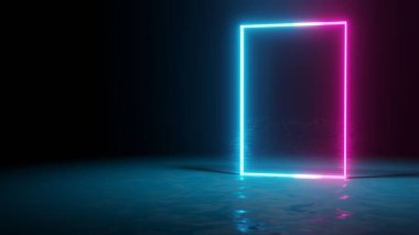 neon arkaplan konsepti neon ışık grunge arkaplan 3D oluşturma odası