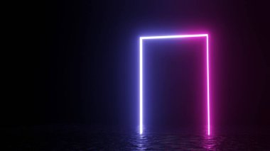 neon arkaplan konsepti neon ışık grunge arkaplan 3D oluşturma odası