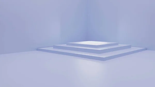 3Dモックアップディスプレイスタンド抽象的なパステルブルー背景空の部屋 ロイヤリティフリーのストック写真