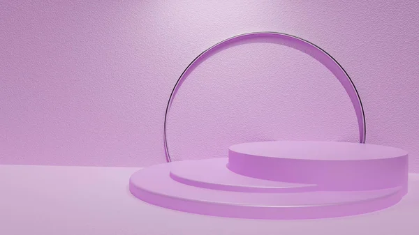 3Dレンダリングモックアップディスプレイスタンドディスプレイ抽象ピンクパステル空の部屋 ロイヤリティフリーのストック画像