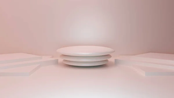 3Dレンダリングモックアップスタンド抽象的なパステルピンクの空の部屋の背景 ストックフォト