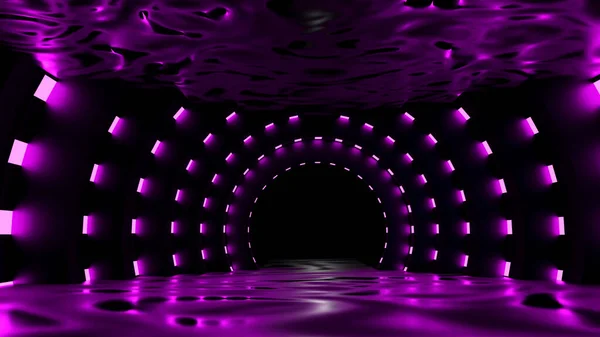 Vykreslování Neonového Tunelu Překrývajícího Texturu Grunge Abstraktní — Stock fotografie