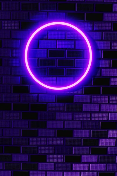 Rendelendirme Mor Neon Tuğla Duvar Soyut Arkaplan — Stok fotoğraf