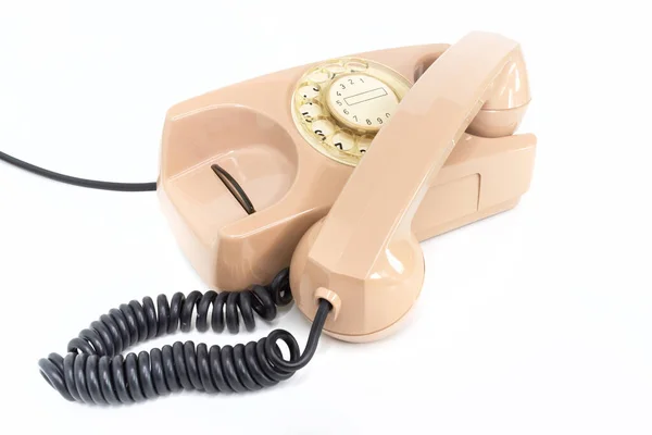 Klasický Telefon Růžové Starý Telefon Izolované Bílém Pozadí — Stock fotografie