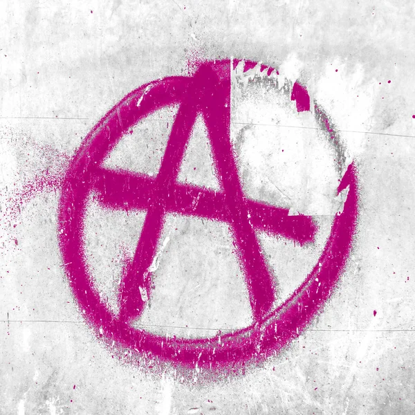 Rózsaszín Szimbóluma Anarchia Festett Hámló Régi Fal Ideális Textúrák Hátterek — Stock Fotó