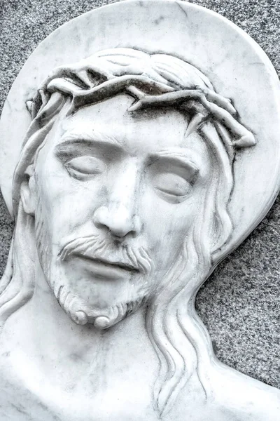 Обличчя Ісуса Христа Страждає Хресті Базове Полегшення — стокове фото