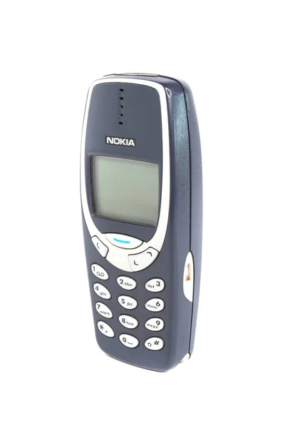 Vintage Mobile Phone Nokia 3310 White Background Isolated Bergamo Italy — Fotografia de Stock
