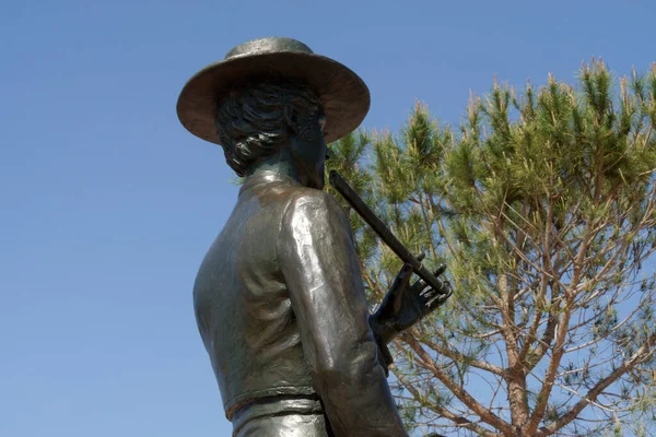 Aldea Del Rocio Huelva Espanha Detalhe Monumento Baterista Aldea Del — Fotografia de Stock