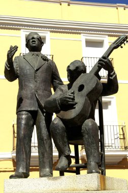 Badajoz (Extremadura) İspanya. Badajoz şehrindeki Plaza de la Soledad 'daki Porrina heykeli