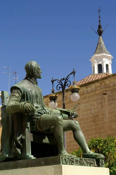 Badajoz Estremadura Espanha Detalhe Escultura Pintor Luis Morales Centro Histórico — Fotografia de Stock