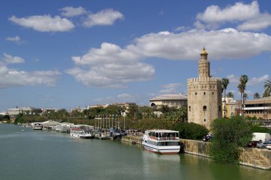 Seville (Spain). Torre del Oro next to the Guadalquivir river in the city of Seville