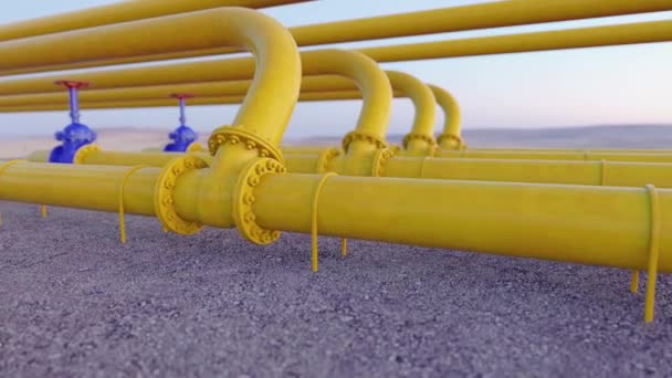 Газопровод и нефтепровод желтый — стоковое видео