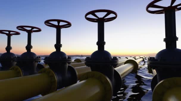 Tuberías de gas y petróleo crudo en el océano — Vídeo de stock