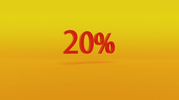 20 procent korting op verkoop geel beeldmateriaal met rode letters — Stockvideo