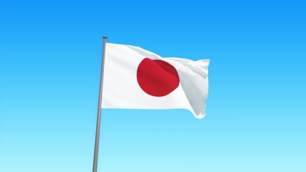 Japanese flag on blue sky in slow motion 4k High Quality. — Vídeo de Stock