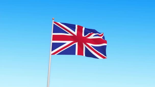 Britische Flagge am Himmel und auf grünem Bildschirm isoliert — Stockvideo