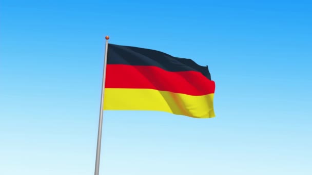 Német zászló az égen és zöld képernyőn elszigetelt — Stock videók