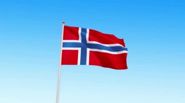 Gökyüzünde ve yeşil ekranda izole edilmiş Norge bayrağı