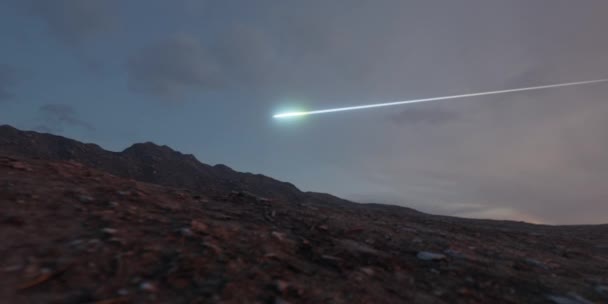 Meteorito a cair com espaço de cópia. Impacto de asteróides sobre a Terra — Vídeo de Stock