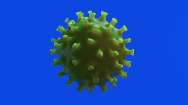 Rotating Virus isolated on blue background for key color effect — Stock Video