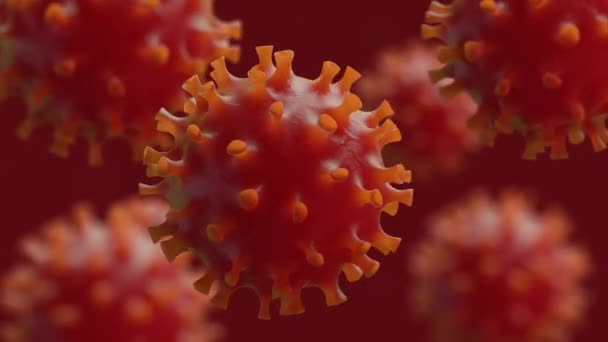 Mikroorganizm wirusa korony, nagranie pętli tapety z czerwoną grypą i cząsteczkami Covida z przestrzenią do kopiowania. — Wideo stockowe