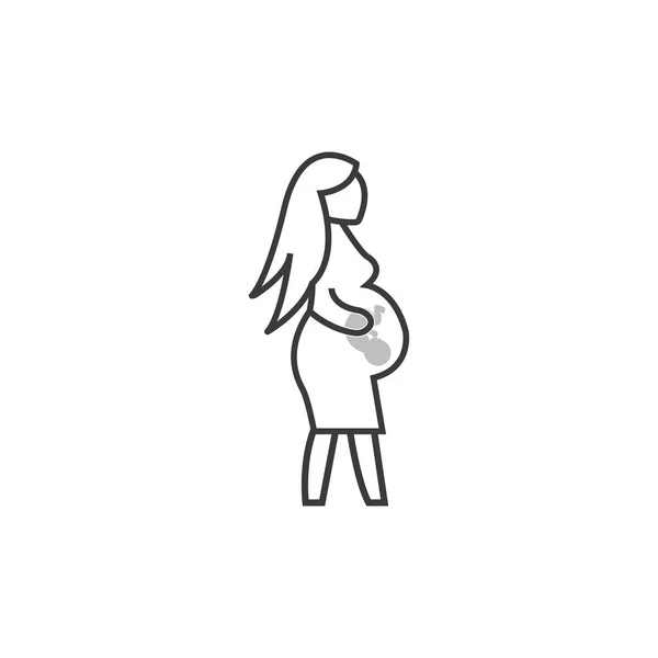 Icône Vectorielle Femme Enceinte Dans Style Linéaire Tendance Logo Clinique — Image vectorielle