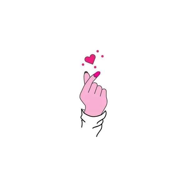 Mini Love You Hand Dedo Del Corazón Coreano Love You — Vector de stock