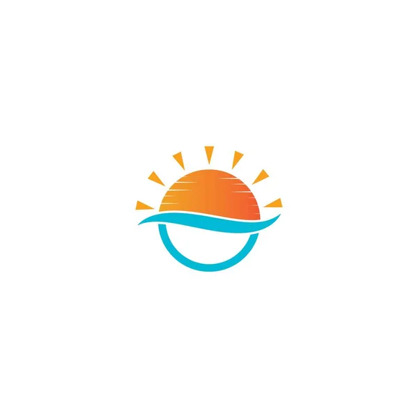 Onda Água Com Sol Ícone Natural Logo Template Vetor Icon —  Vetores de Stock
