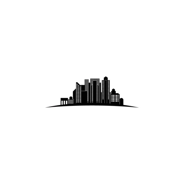 Vector City Σιλουέτα Επίπεδο Στυλ Σύγχρονο Αστικό Τοπίο Διανυσματική Απεικόνιση — Διανυσματικό Αρχείο