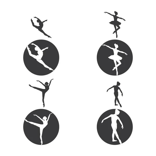 Conjunto Ícones Menina Dança Balé Vetor Ilustração Logotipo Design — Vetor de Stock