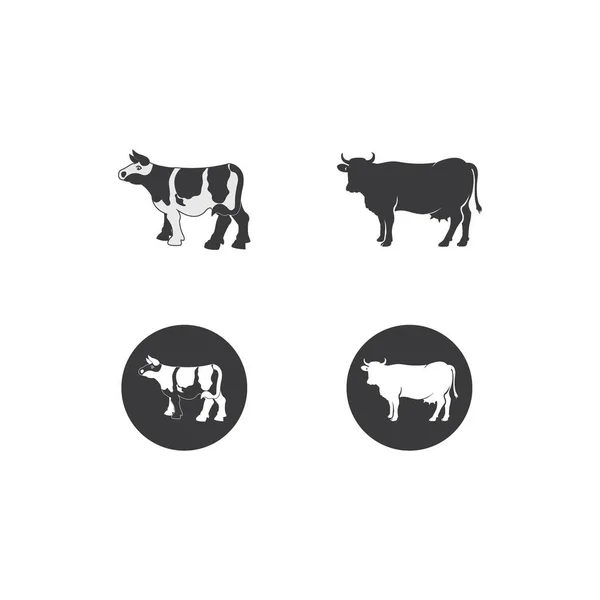 Cow Vector Illustration Icon Symbol Logo — Stock Vector