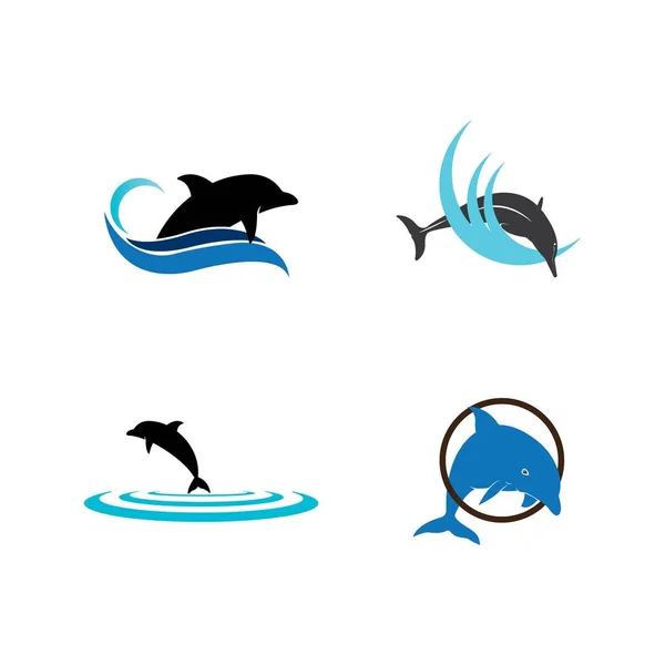 Dolphin Vector Icono Ilustración Logotipo Plantilla — Archivo Imágenes Vectoriales