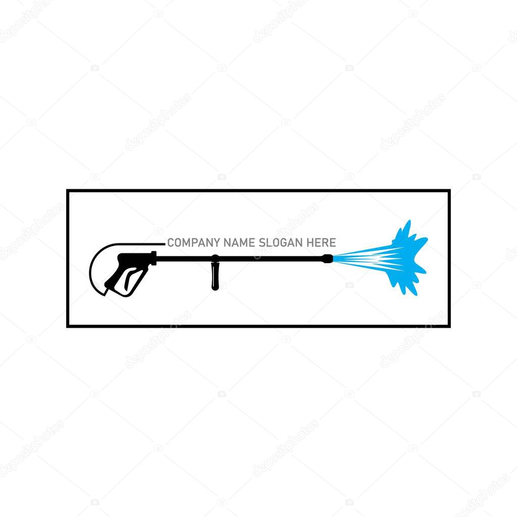 Pressure washing gun logo template. Cleaning vector design. Tools illustration