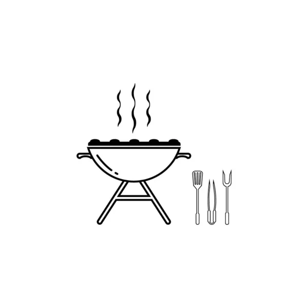 Barbeque Line Ikon Vektor Illustration Design Mall — Stock vektor