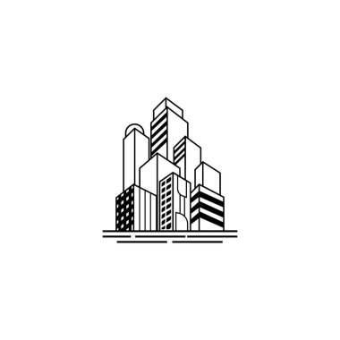 şehir simgesi, apartman logosu vektör çizimi tasarımı.