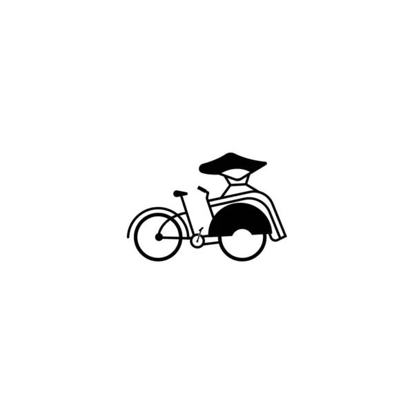 Ikona Vektoru Pedicab Dopravní Prostředek Indonésii Zejména Městě Yogyakarta — Stockový vektor