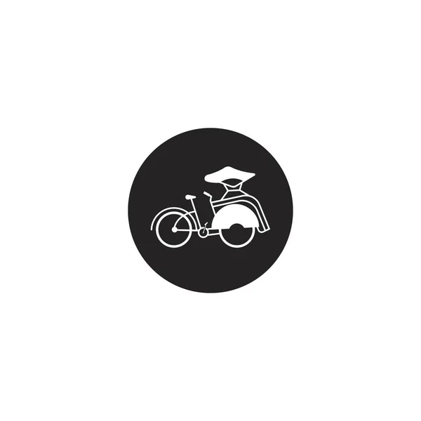 Pedicab Vector Icon Means Transportation Indonesia Especially City Yogyakarta — Stock Vector