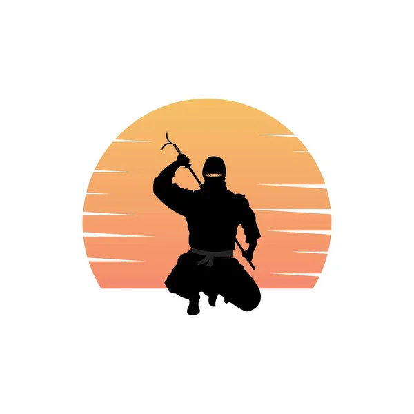 Ninja Ícone Vetor Ilustração Logotipo Modelo —  Vetores de Stock